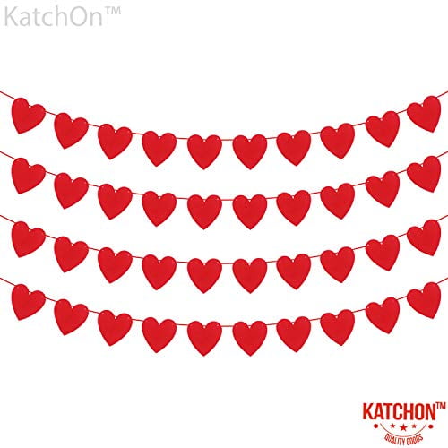 Red No DIY Required KatchOn Happy Valentines Day Banner with Heart Garland Great Valentines Day Banner for Valentines Decorations 